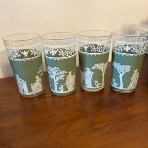 Green Mid Century Glasses - set of 5 - Jeanette Glass